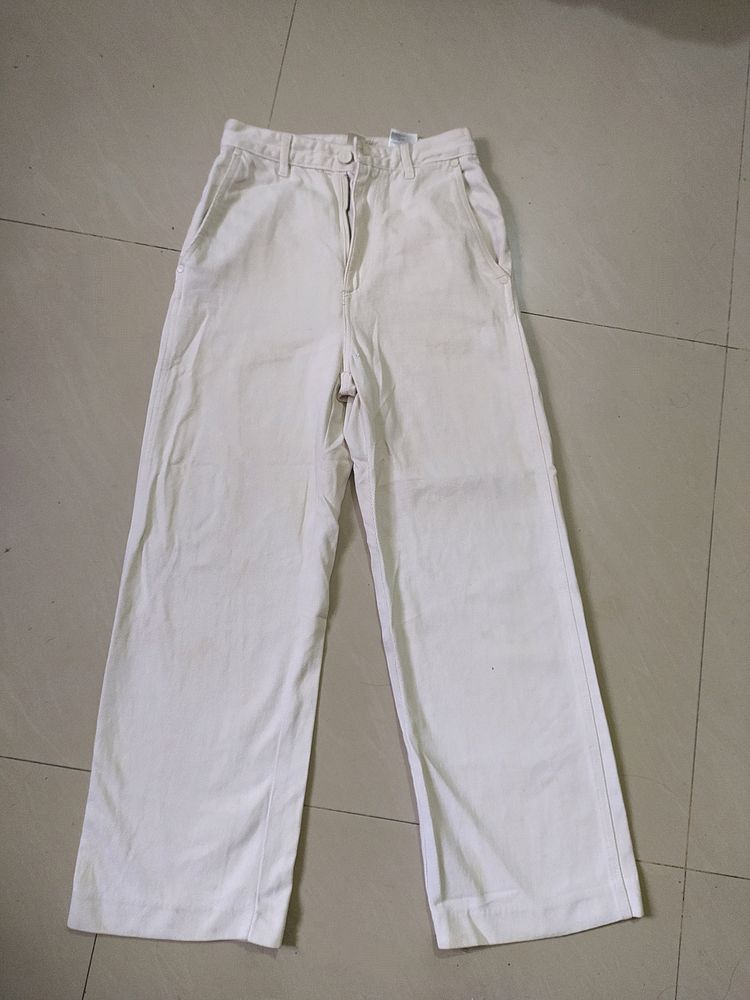 H&M Off White High Rise Pant