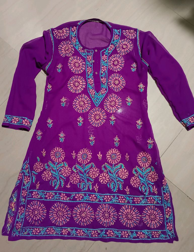 Purple Chikankari Kurti For Navratri 🎉🎊