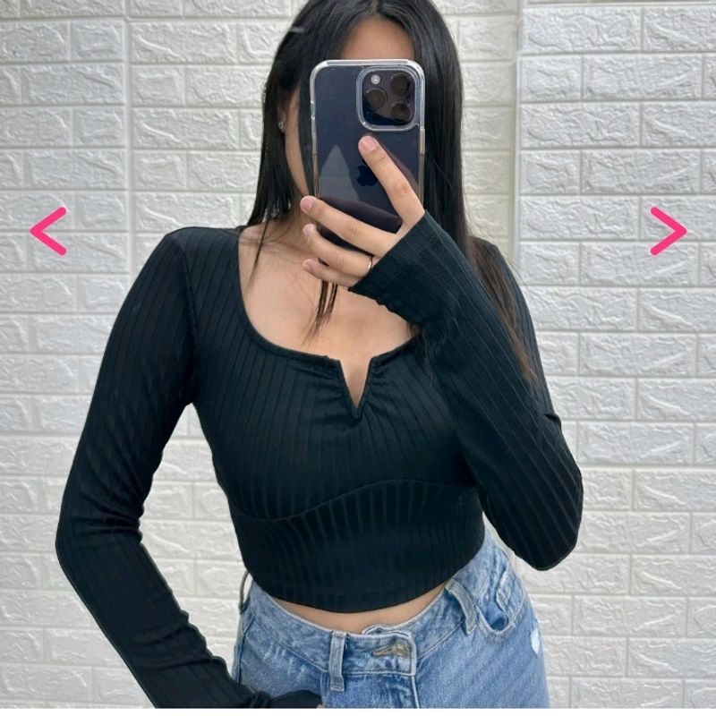 Wired V Black Crop Top