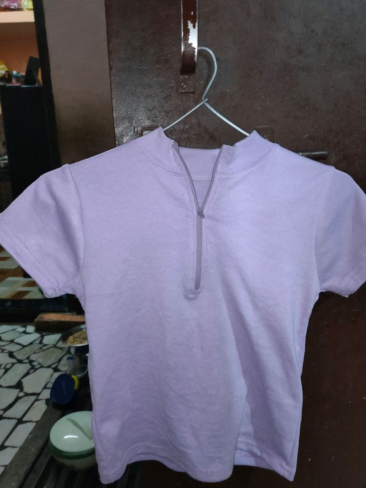 Lavender Zipped Crop Top