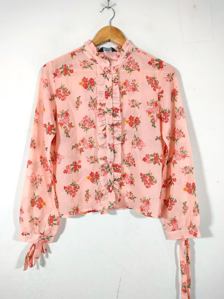 Peach Printed Casual Top