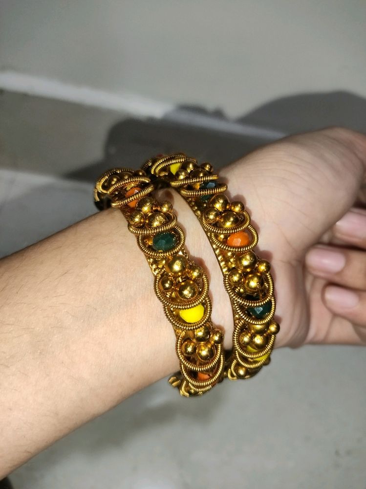 Gold Multicolor Alloy Kangan