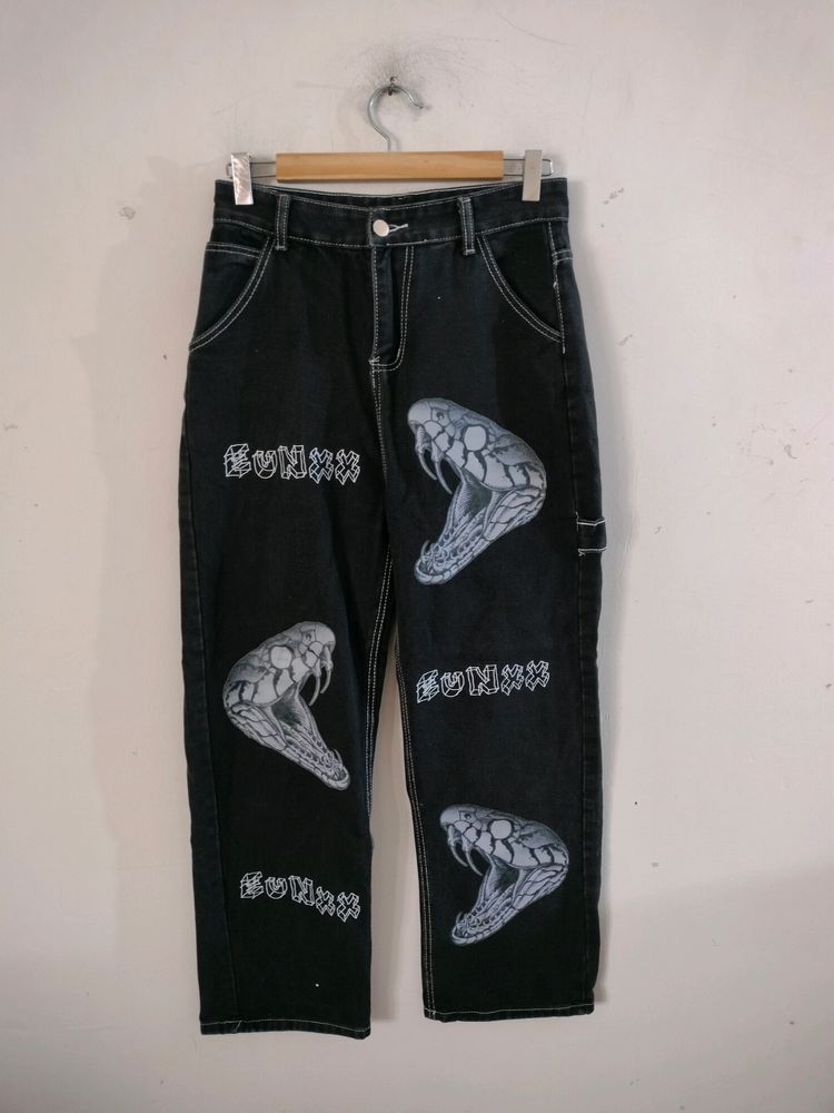 Black Printed Jeans (Women's)