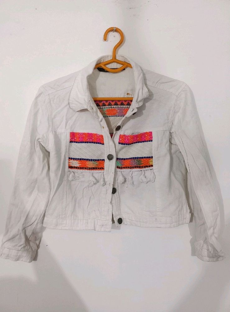 Price Drop🎊.Jaipuri Print Denim Jacket For Women.