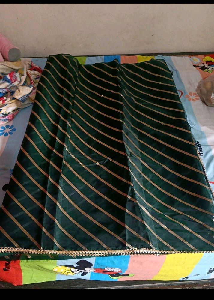 New Tissue Green Saree Attached Bluse Piece