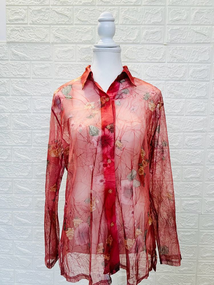 River Island Floral Print Balloon Sleeve Shirt