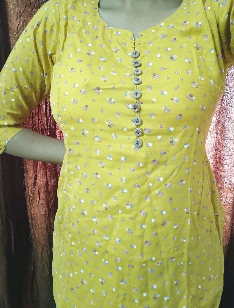 Mustard Yellow Short Kurti