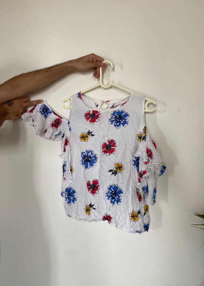 White Floral Top By Pepe Jeans