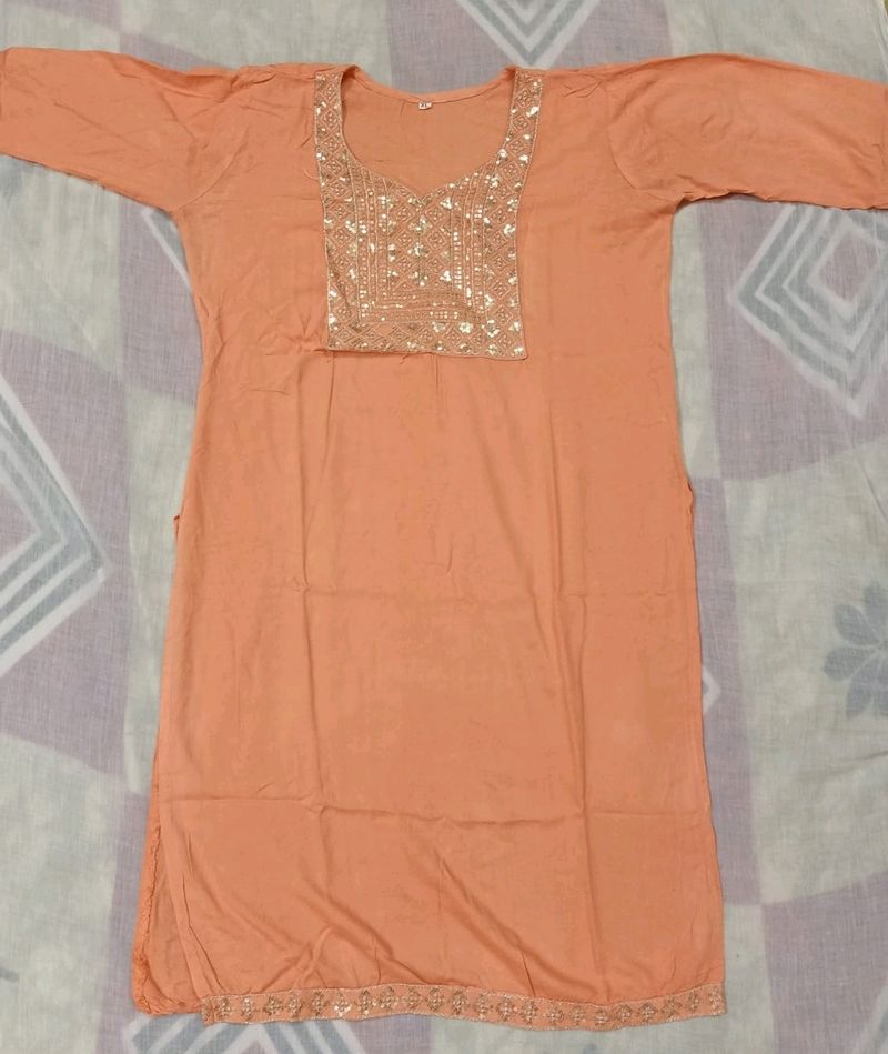 Women Embroidered Straight Kurta