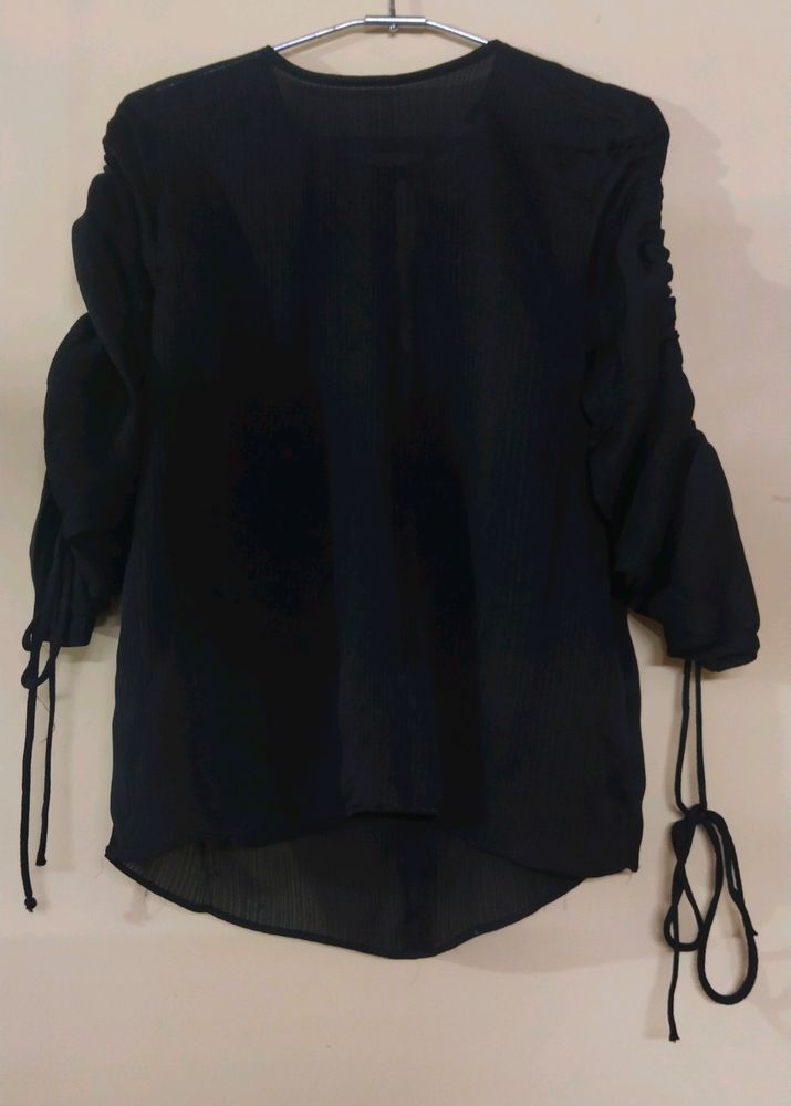 Attractive Black Top With Designer Sleeves