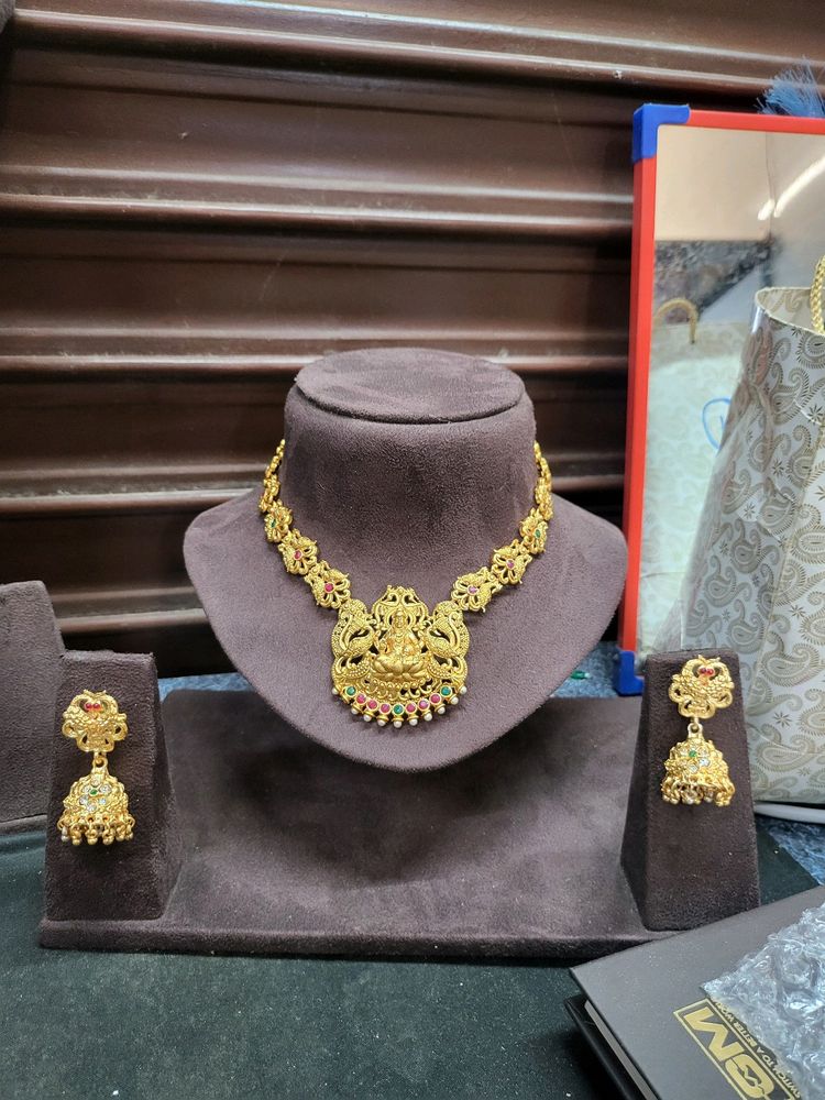 Temple Laxmi Jewellery  Set With Earings