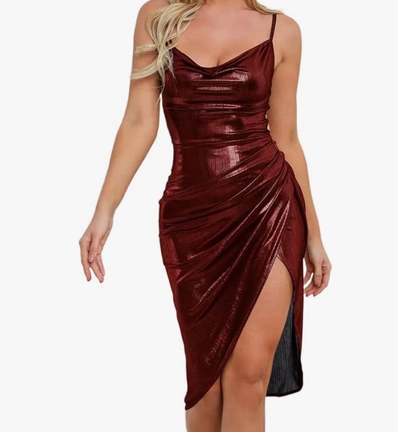 Metallic Red Bodycon Date Night Dress