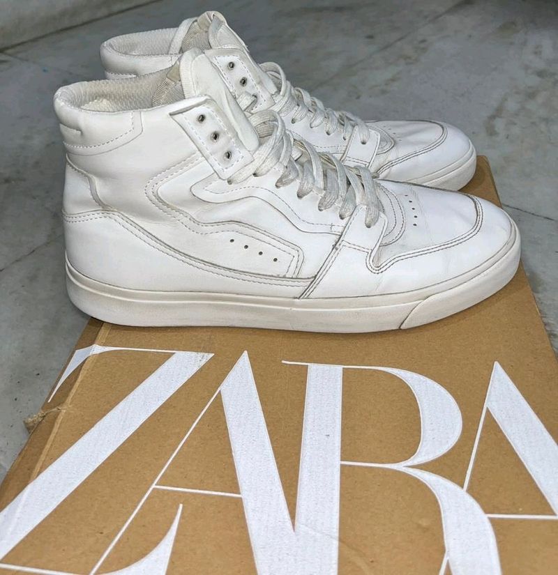 ZARA HIGH TOP WHITE SNEAKERS UK 7 (41)