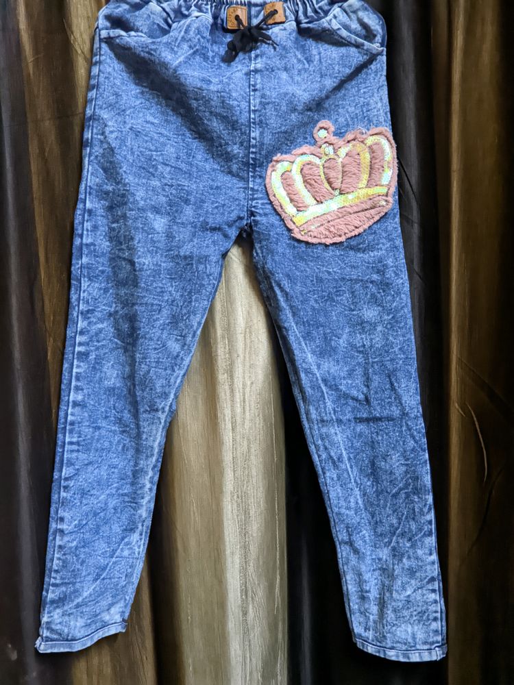 Jeans Trouser Jeggings (Blue) For Girls