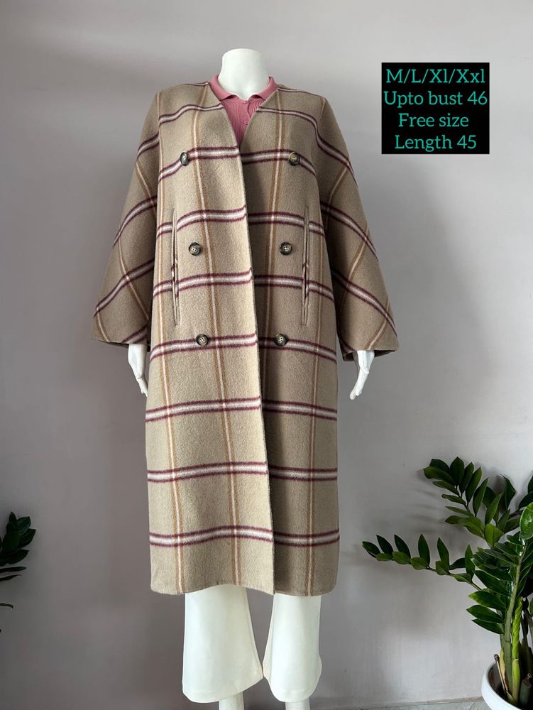 Freesize Plaid Overcoat