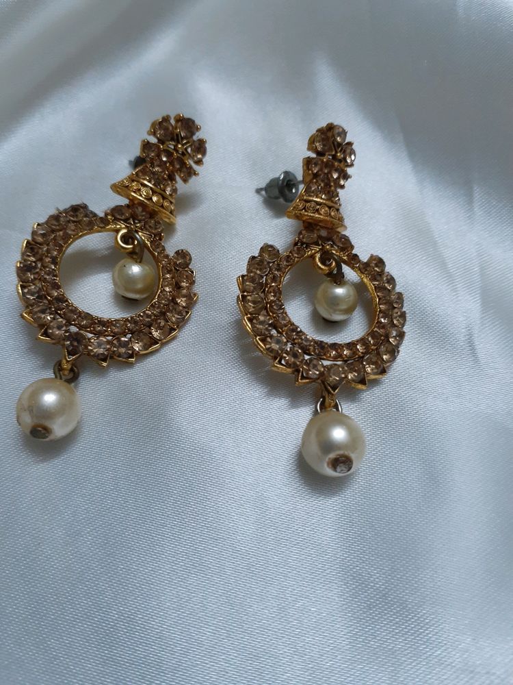 Golden Oxidised Earring