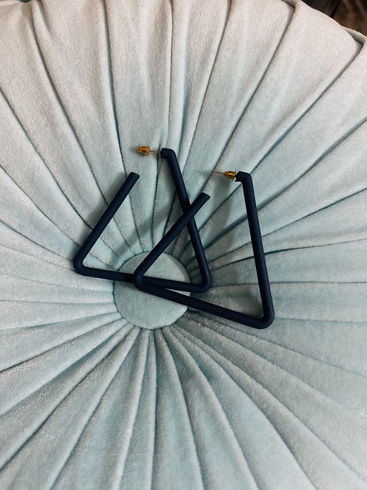 Navy Blue Geometric Acrylic Triangle Hoop Earrings