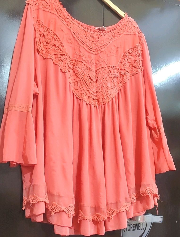 Coral Color Top For Healthy Girl Or Woman 54 Bust