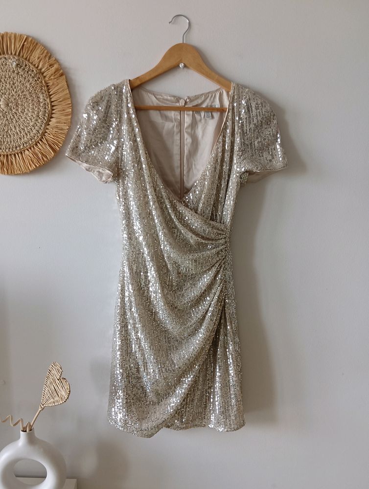 Forever New Trixie Sequin Draped Mini Dress