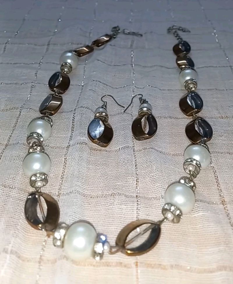 Pearl + copper Bid Set (necklace)