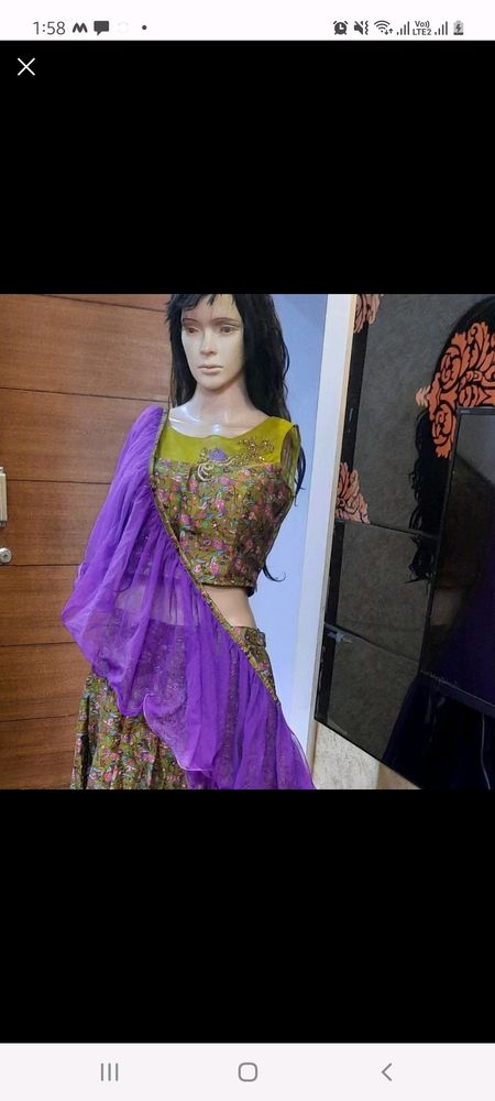 lehnga with top and frilled dupatta