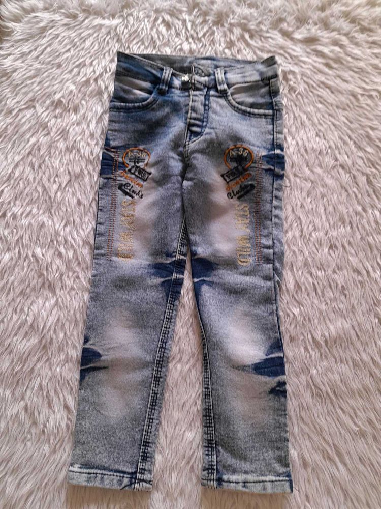 Light Blue Faded Jeans For Boy's