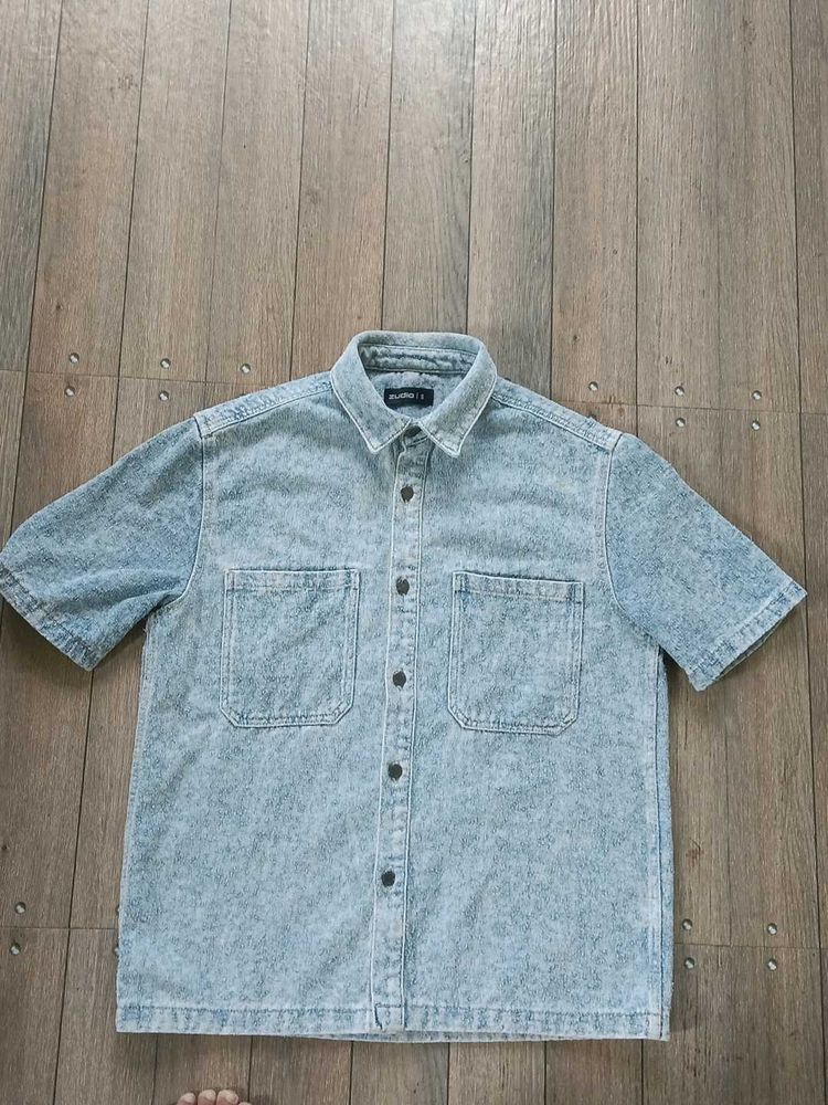 Mens Zudio Denim Oversized Shirt