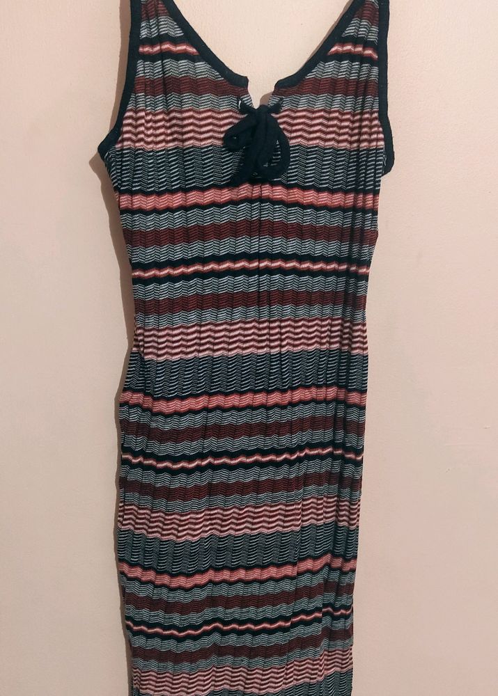 Multicolored Body Hugging Midi Dress