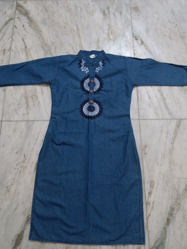 Denim Straight Kurta For Women