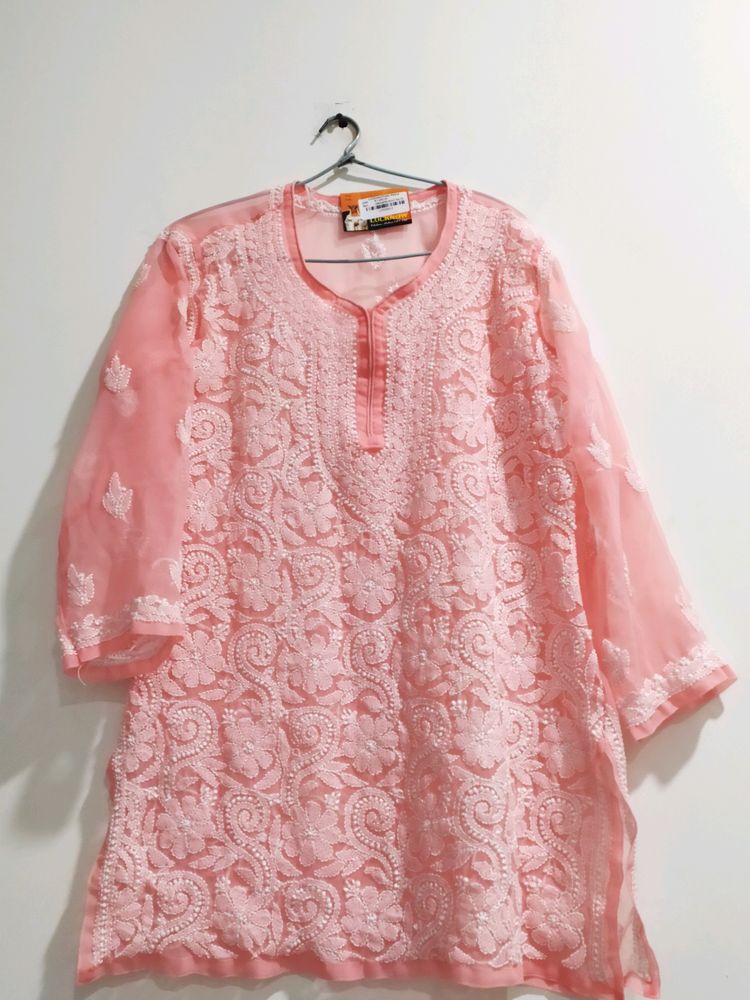 Coral Chickankari Kurta