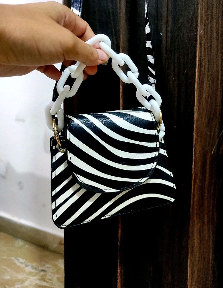 Mini Black And White Sling Bag