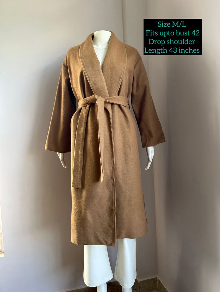 Beige Wrap Overcoat