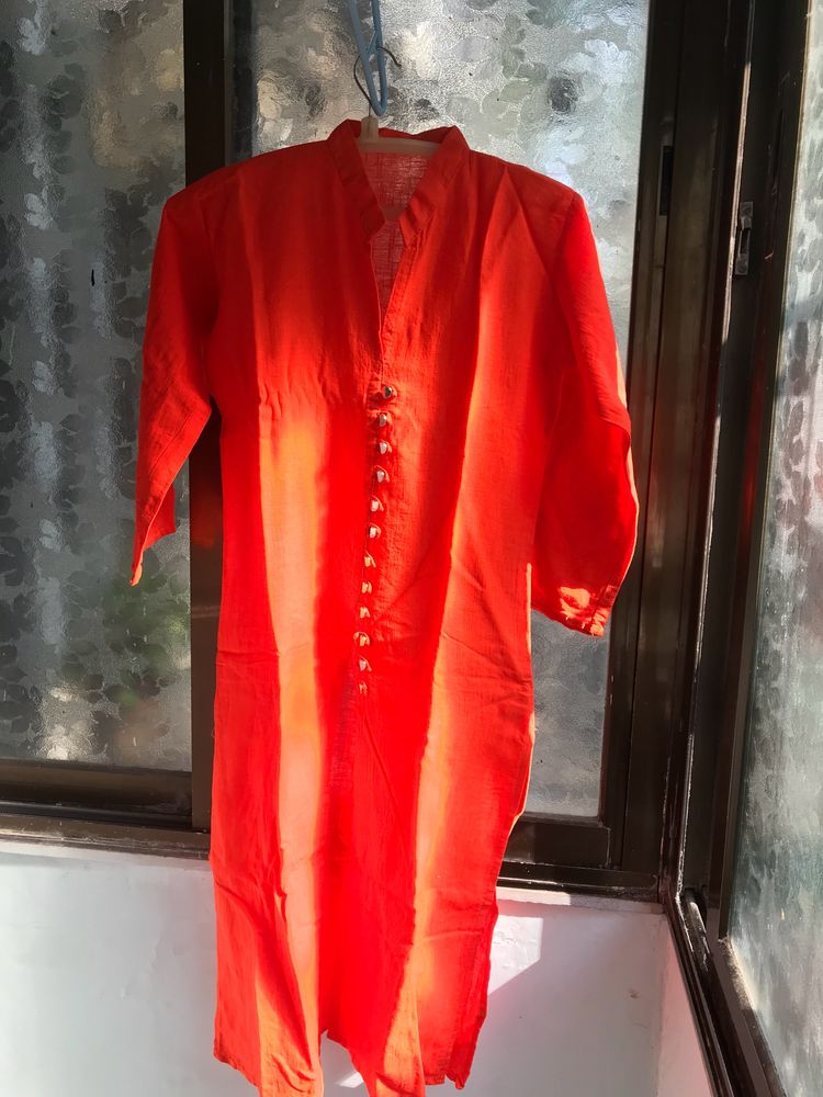 Orange Kurti For Festive Wear