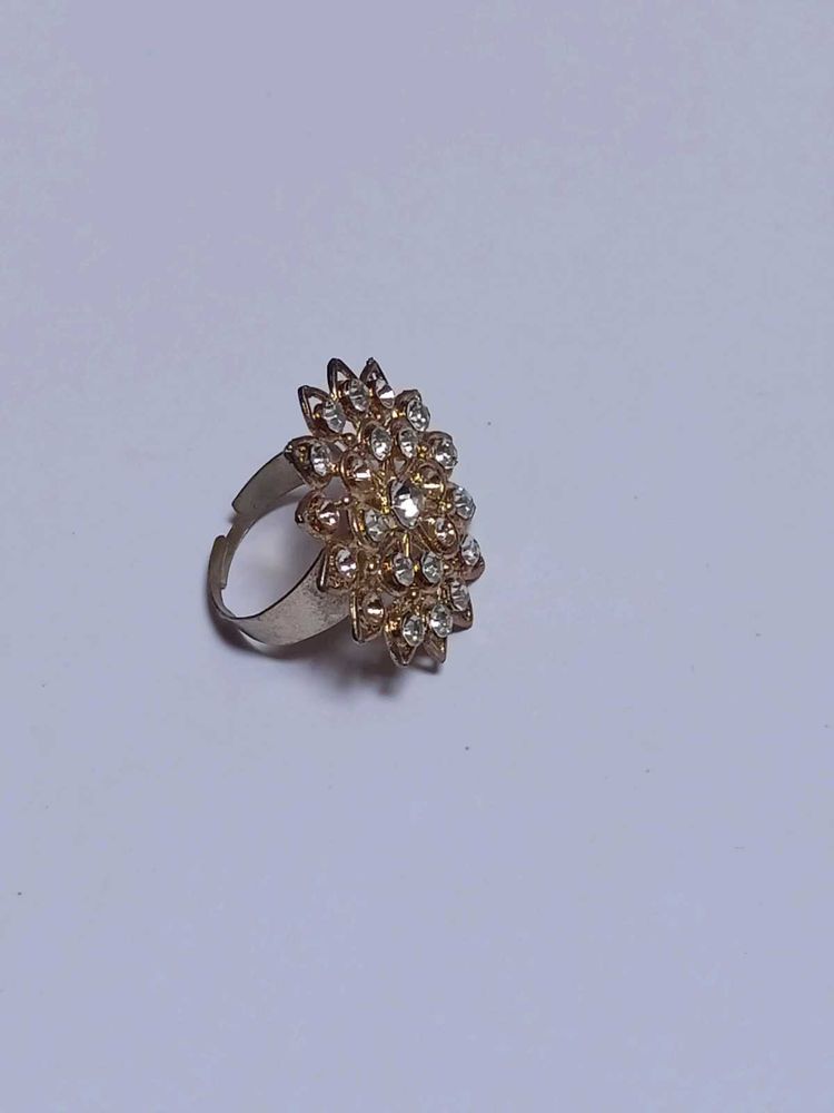 Golden Crystal party Wear Stylish Ring