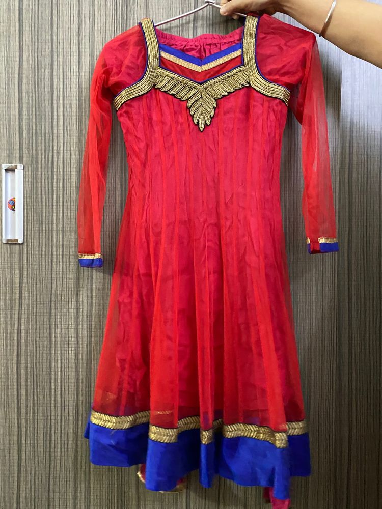 RED ANARKALI SUIT WITH SLAX ❤️