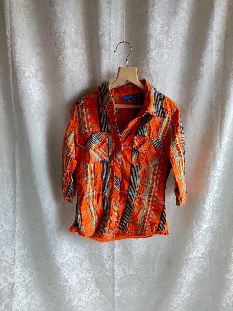 Y2k ORANGE MULTICOLOUR SHIRT FOR WOMEN