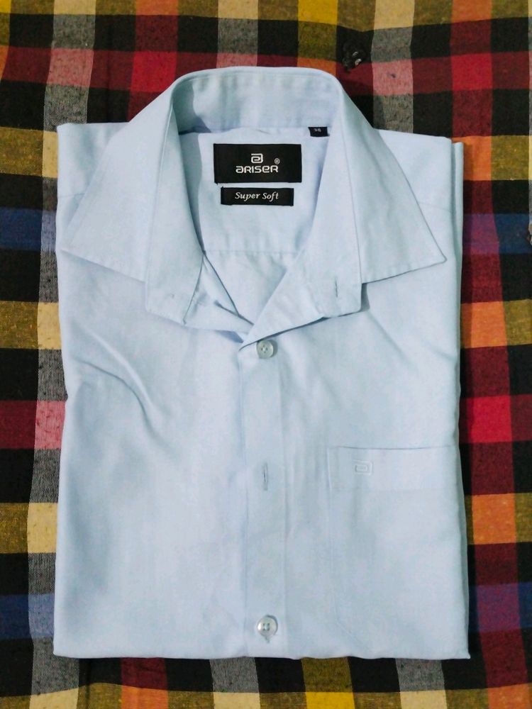 Light Blue And Half Sleeve Shirt.