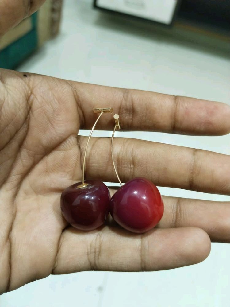 Korean Red Cherry Earings