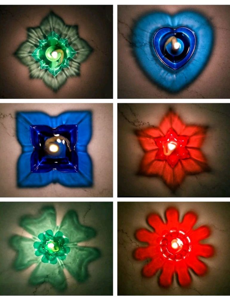 Colorful 3D Reflection Diya (Set Of 12)