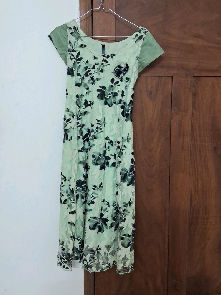 Pista Green Floral Dress