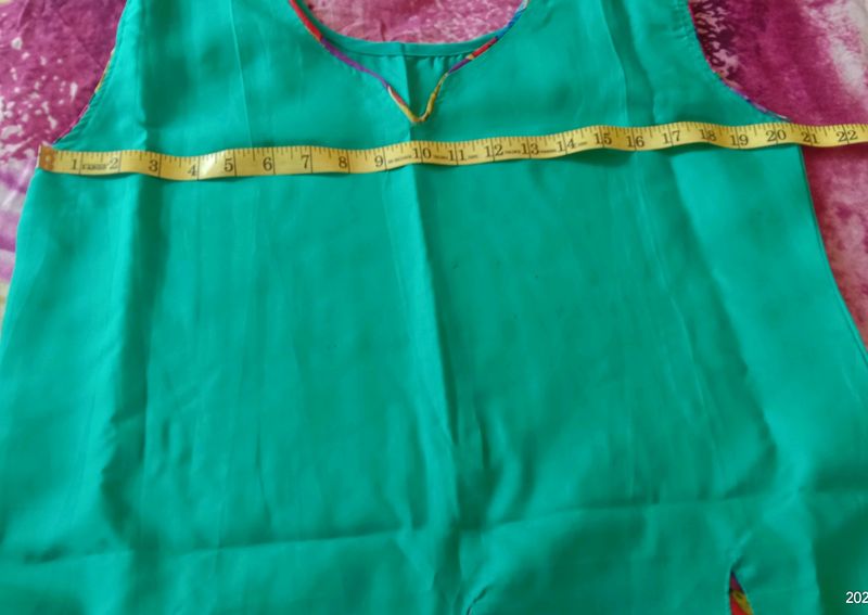 BLUE KURTI ROUND SHAPE WITH FLOWER PRINT