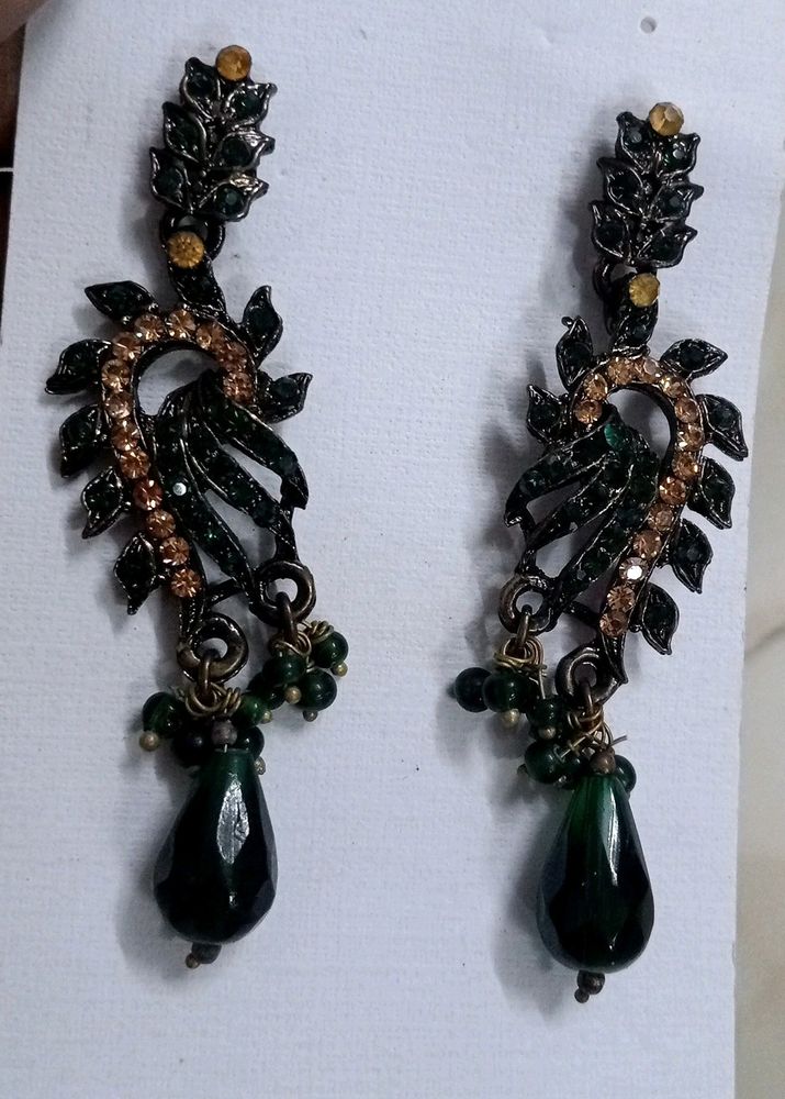 Victoria Polished Dark Green Earrings