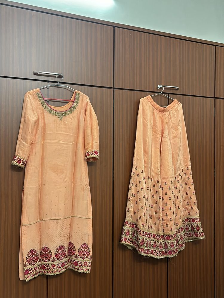 Women Peach Coloured Heavy Palazzo Suit