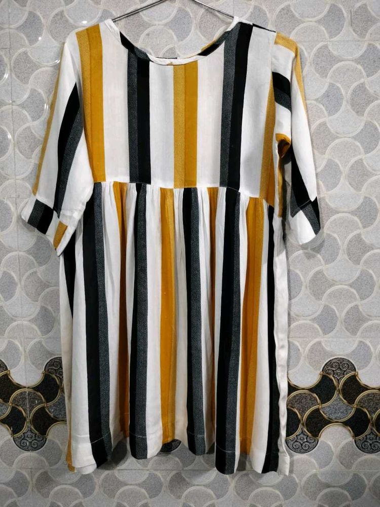 Yellow, Black nd white Stripped Trendy Kurta