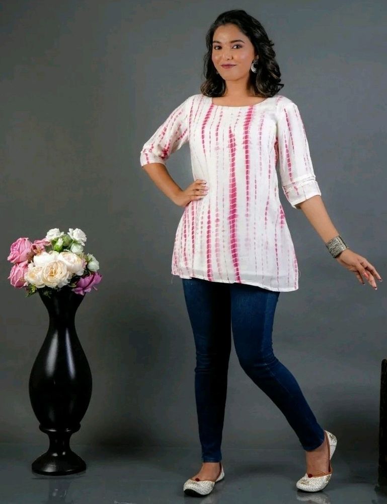 A line tunic In Tie & Dye Bandhani