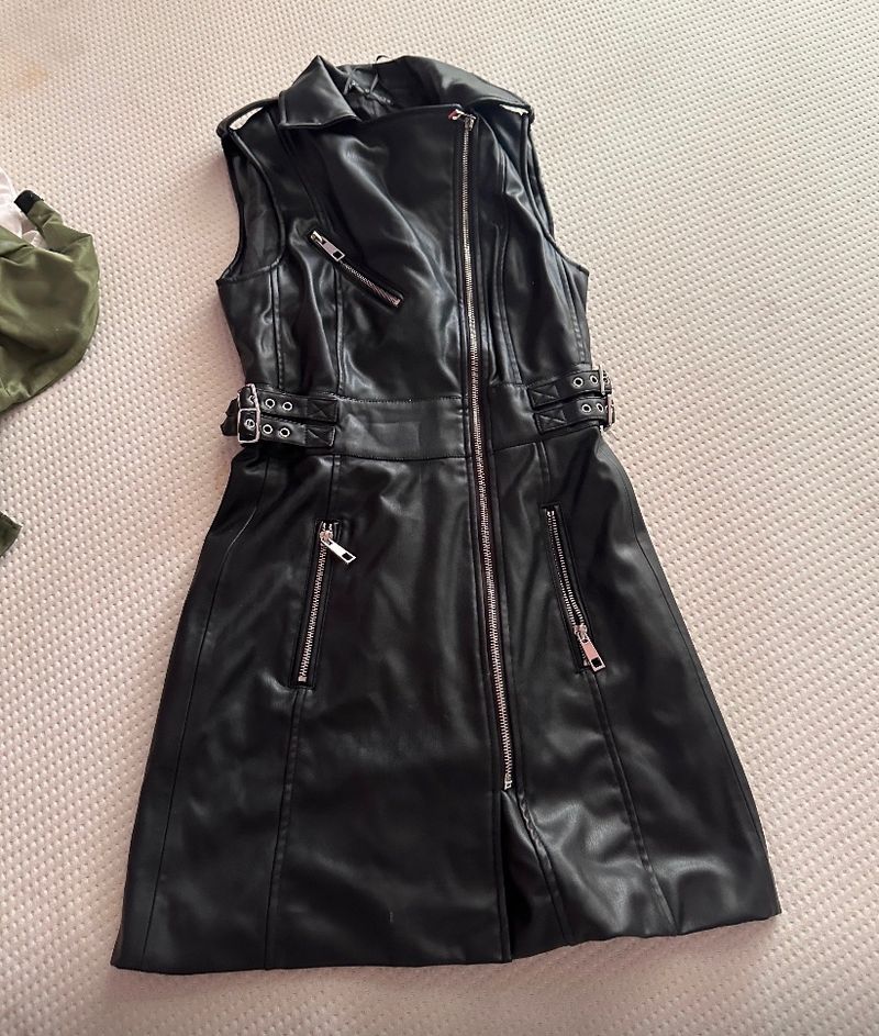 ZARA faux Leather Zipped Up Dress