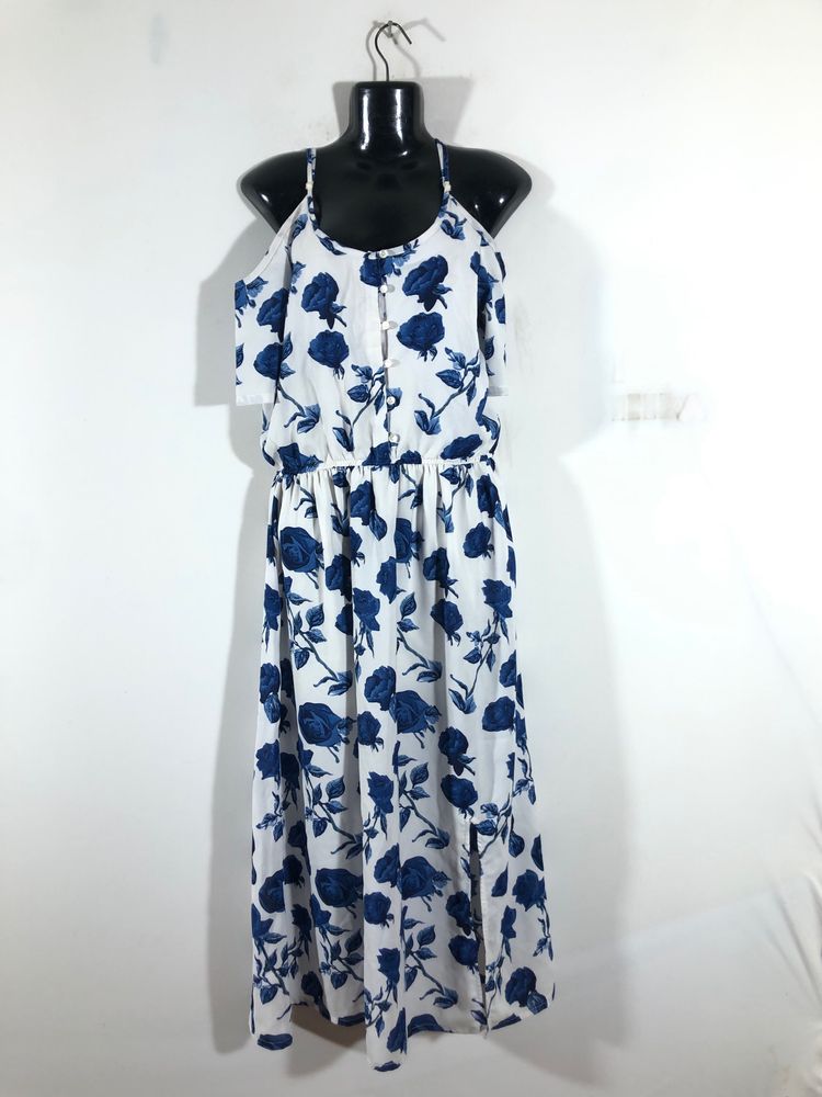 White&Blue Printed Dress(Women’s)