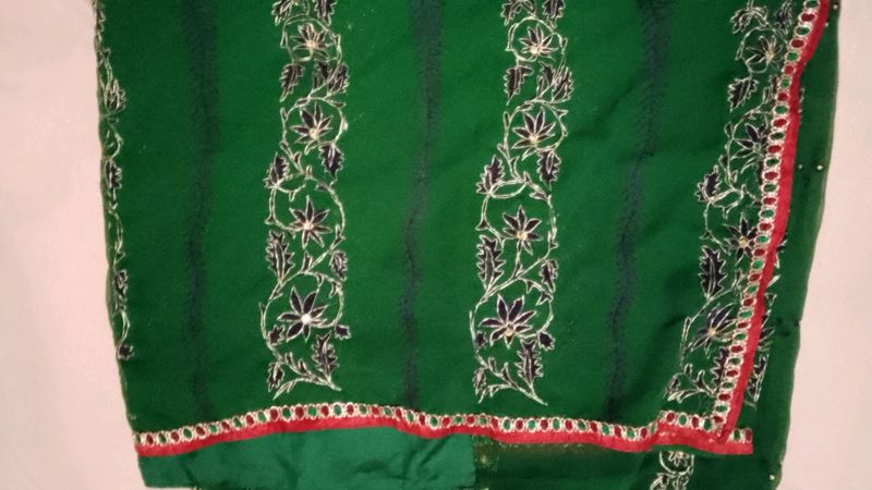 Bottle Green Embroidery Saree