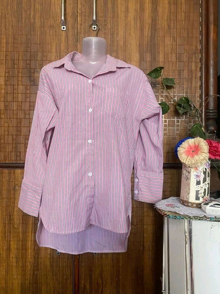 Pink Striped Shirt For Women