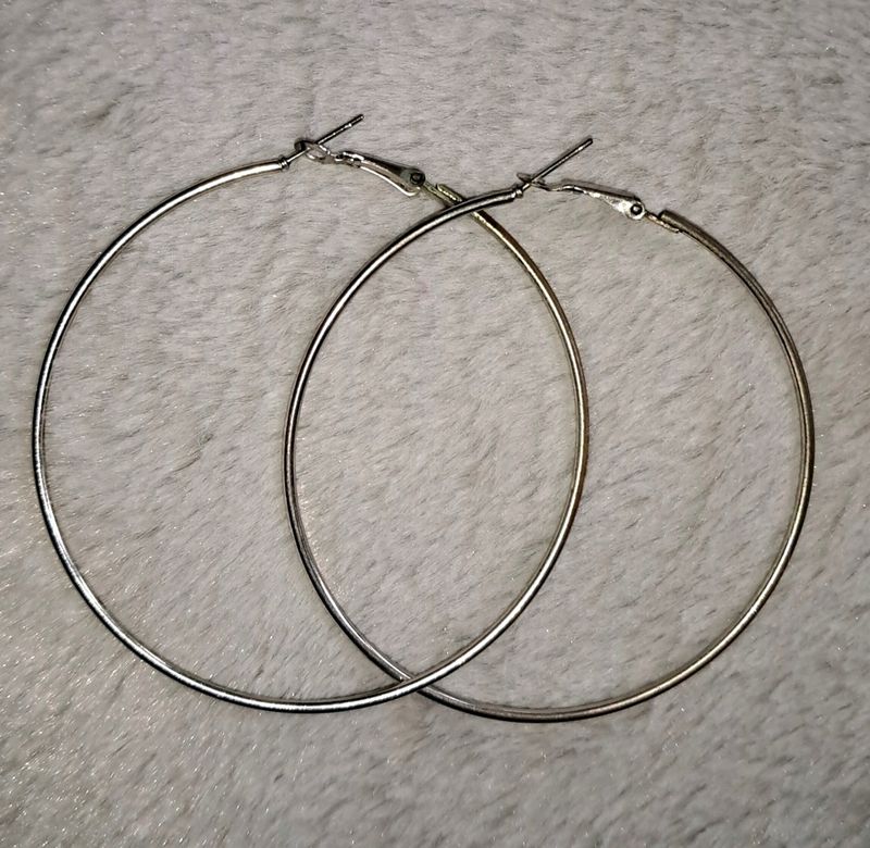 Big Silver Hoop Earrings